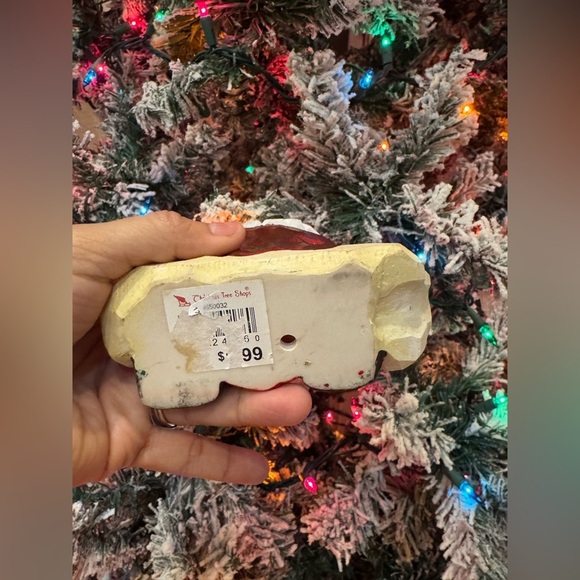 Folk Art Santa Figurine Jim Shore Style Christmas Wreath Candycane - Picture 3 of 4